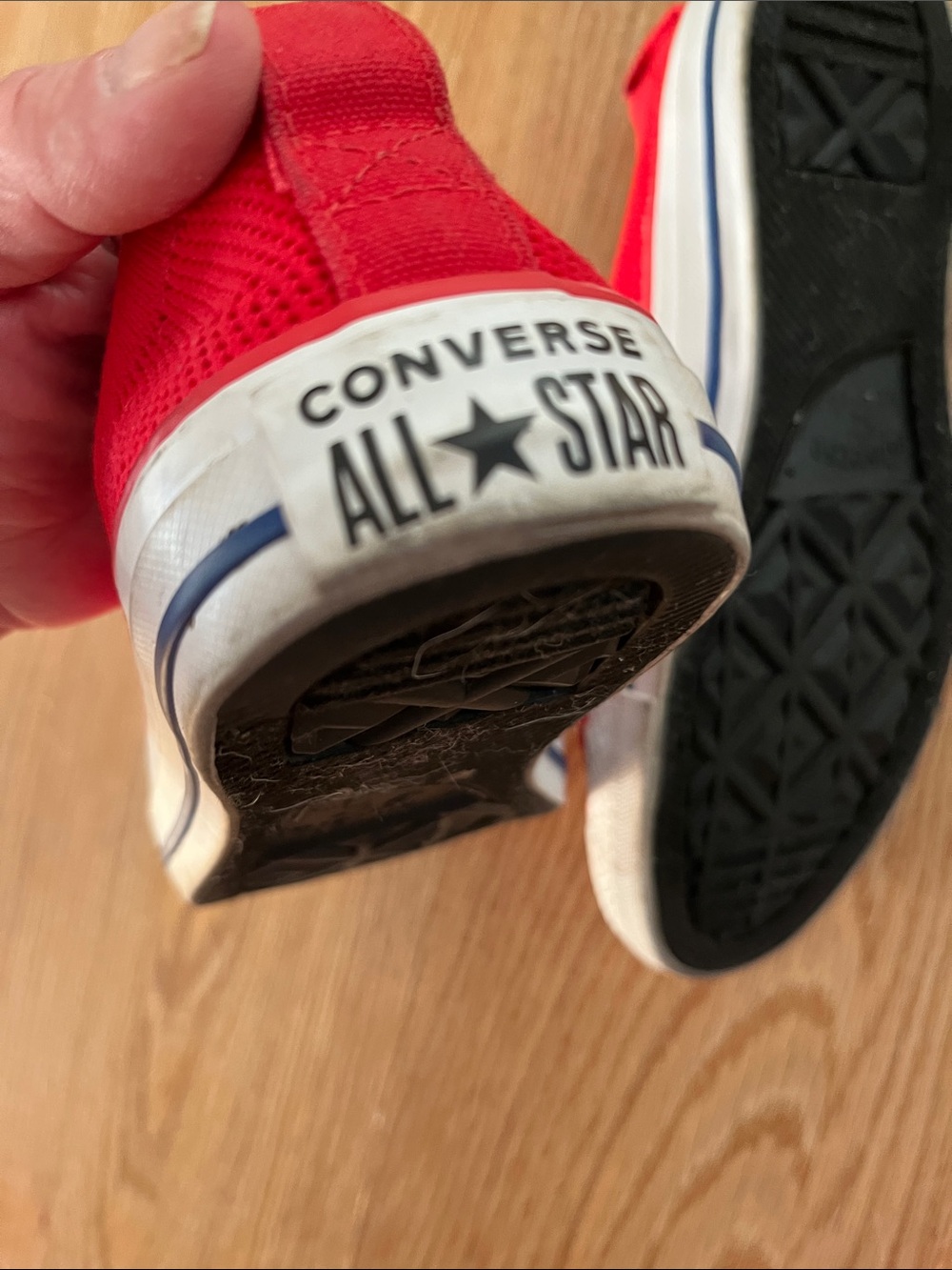 Converse womens Red Low-Top Canvas Sneakers with White Accents - Picture 5 of 5